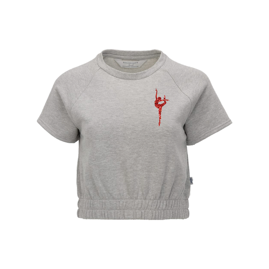 ATTITUDE DANCE - WOMEN'S SHORT SLEEVE CROPPED CREWNECK SWEATSHIRT - GLITTER LOGOS - H5G BRANDS
