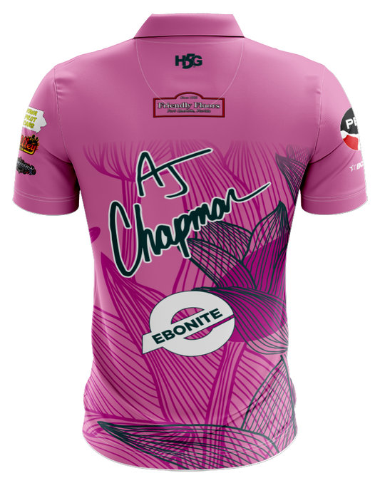 AJ CHAPMAN - TEAL & PINK FLOWERS