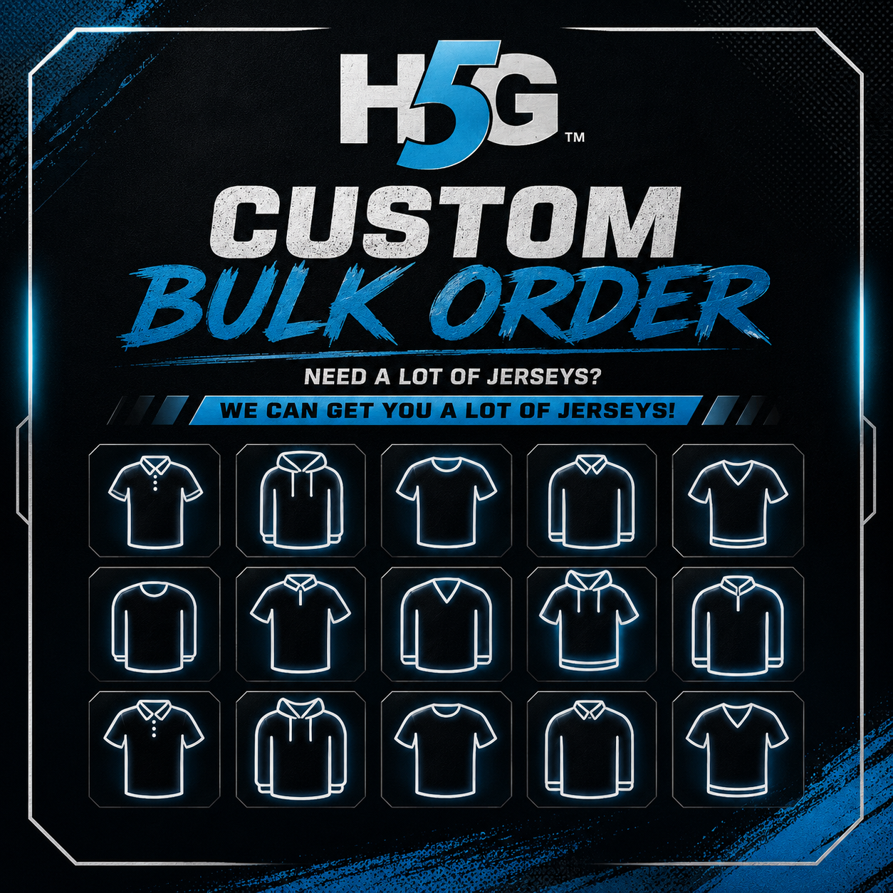 CUSTOM BULK ORDER - 15 JERSEYS OR MORE!