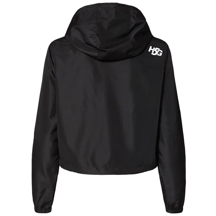 WOMENS LIGHTWEIGHT 1/4 ZIP PULLOVER CROP WINDBREAKER