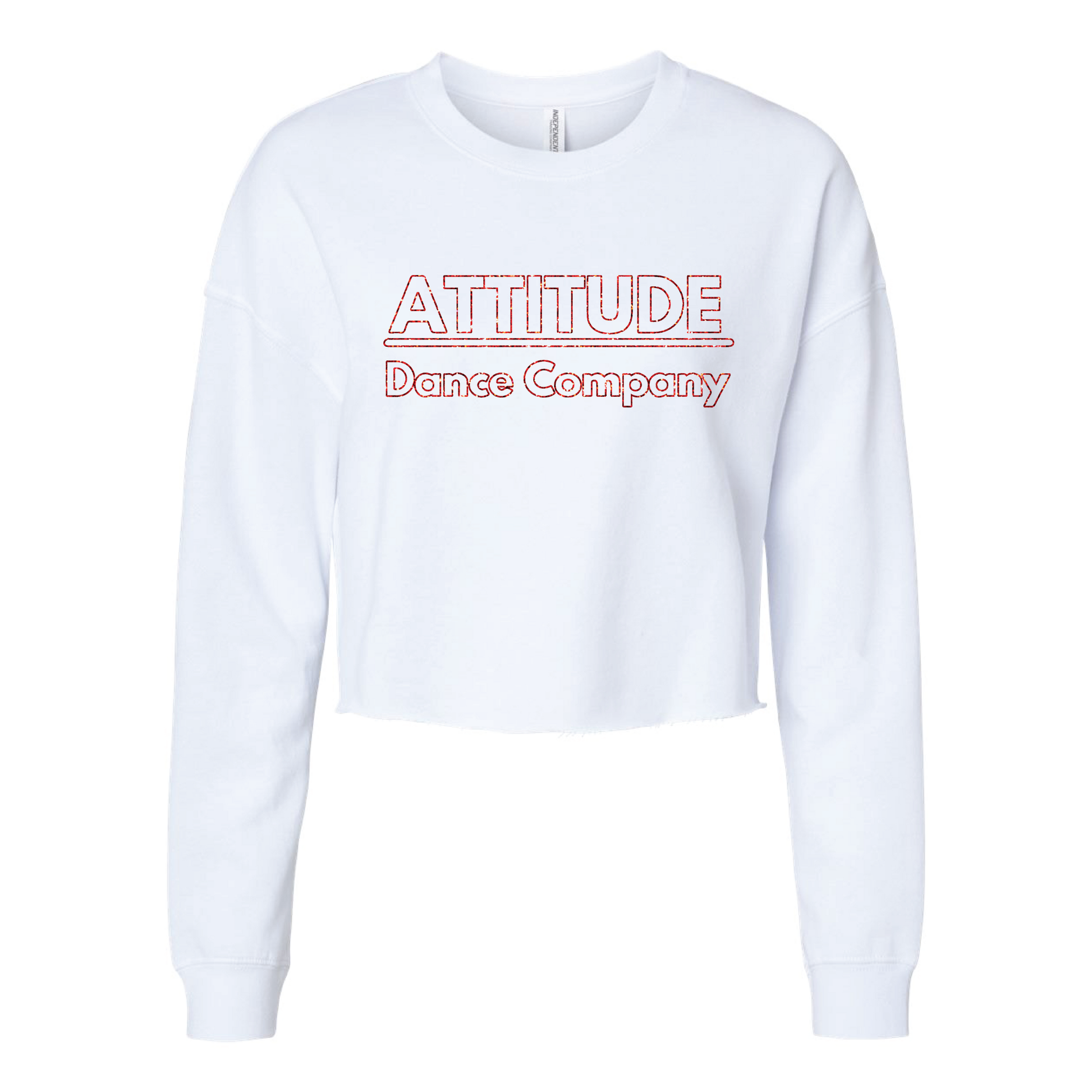 ATTITUDE DANCE - WOMEN'S LIGHTWEIGHT CROP CREWNECK SWEATSHIRT  - GLITTER LOGOS - H5G BRANDS