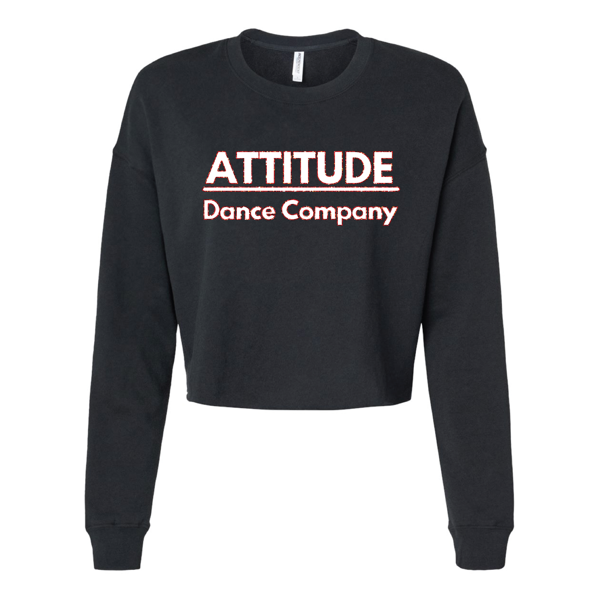 ATTITUDE DANCE - WOMEN'S LIGHTWEIGHT CROP CREWNECK SWEATSHIRT  - GLITTER LOGOS - H5G BRANDS