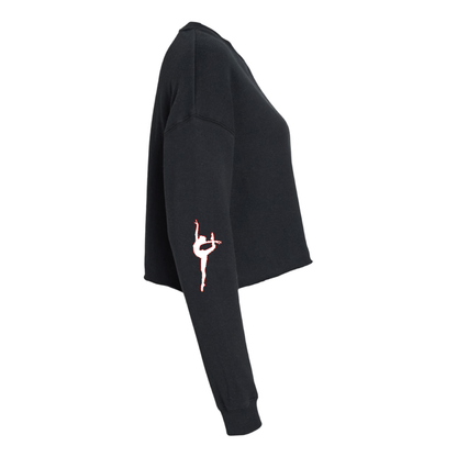 ATTITUDE DANCE - WOMEN'S LIGHTWEIGHT CROP CREWNECK SWEATSHIRT  - GLITTER LOGOS - H5G BRANDS