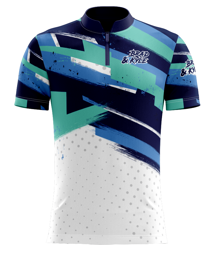 H5G BOWLING JERSEY - TEAL PAINT STROKES