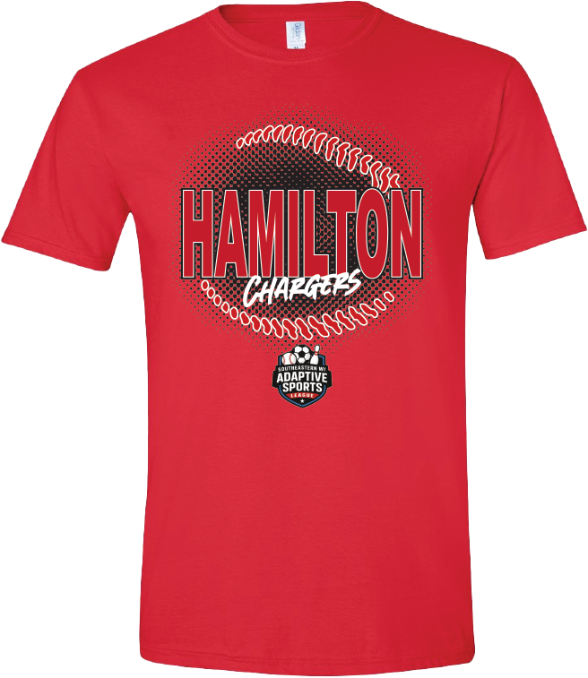 HAMILTON CHARGERS - BASEBALL T-SHIRT (RED)
