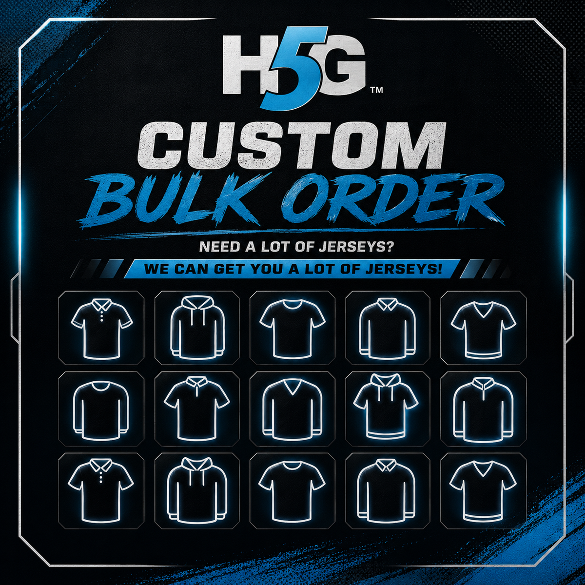 CUSTOM BULK ORDER - 15 JERSEYS OR MORE!