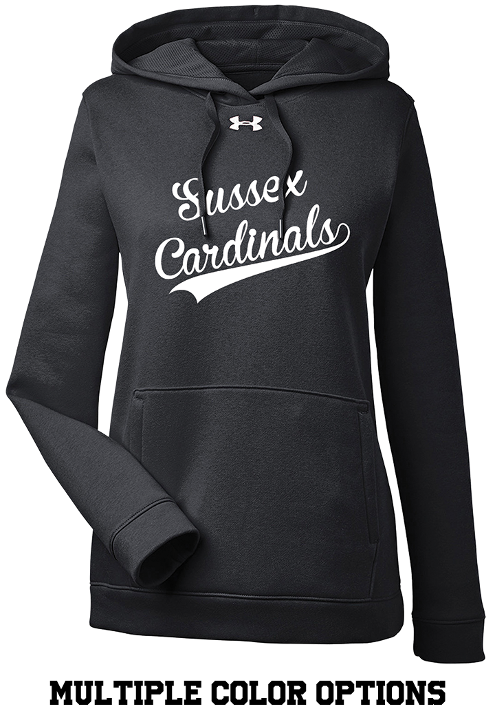 CARDINALS UNDER ARMOUR WOMENS HUSTLE PULLOVER HOODED SWEATSHIRT