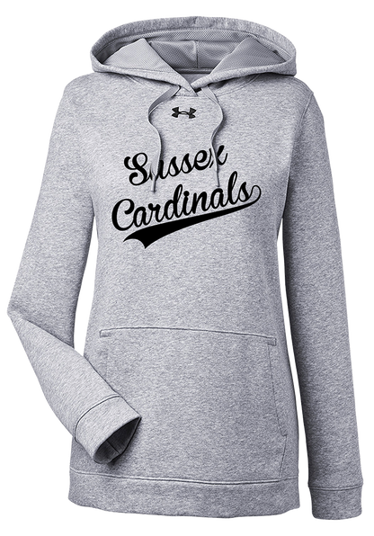 CARDINALS UNDER ARMOUR WOMENS HUSTLE PULLOVER HOODED SWEATSHIRT