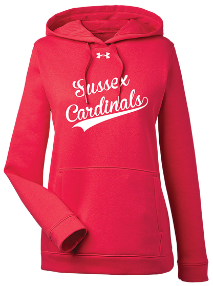 CARDINALS UNDER ARMOUR WOMENS HUSTLE PULLOVER HOODED SWEATSHIRT