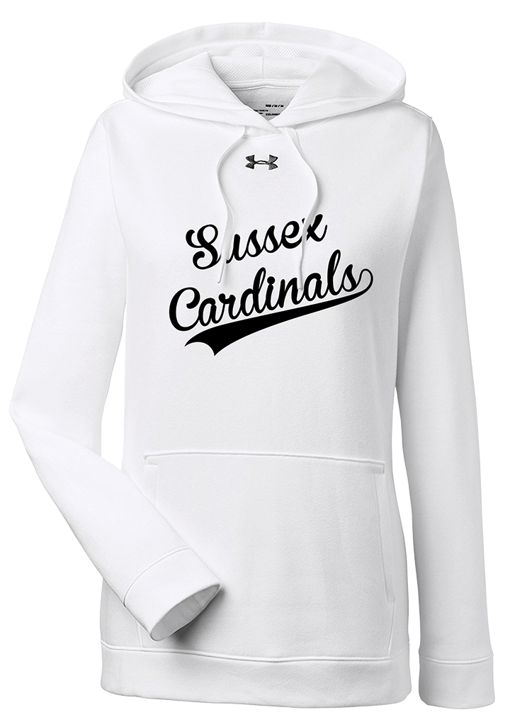 CARDINALS UNDER ARMOUR WOMENS HUSTLE PULLOVER HOODED SWEATSHIRT